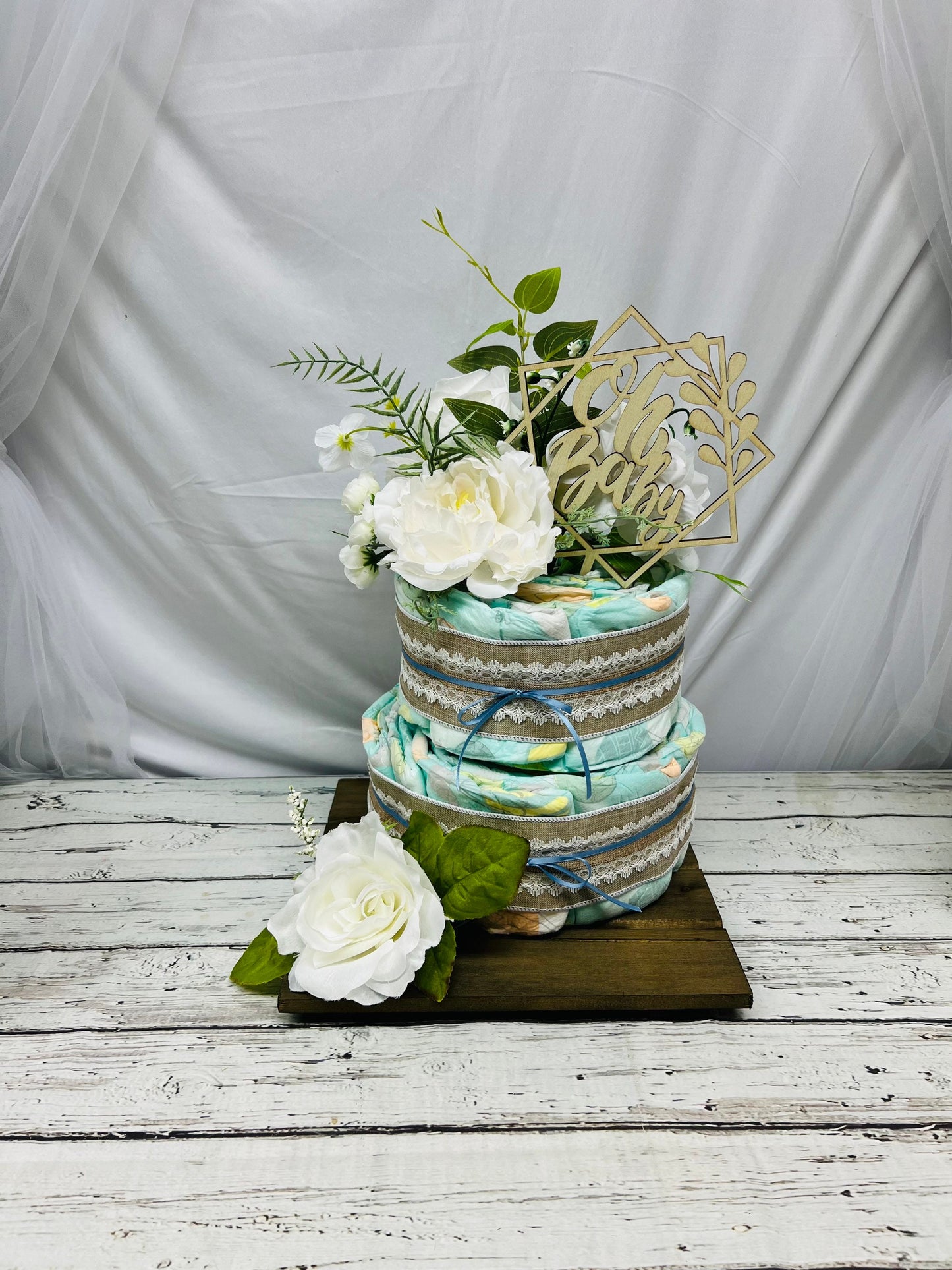 2 tier Baby shower diaper cake mommy to be Gift beautiful diaper cake baby shower centerpiece baby accessory