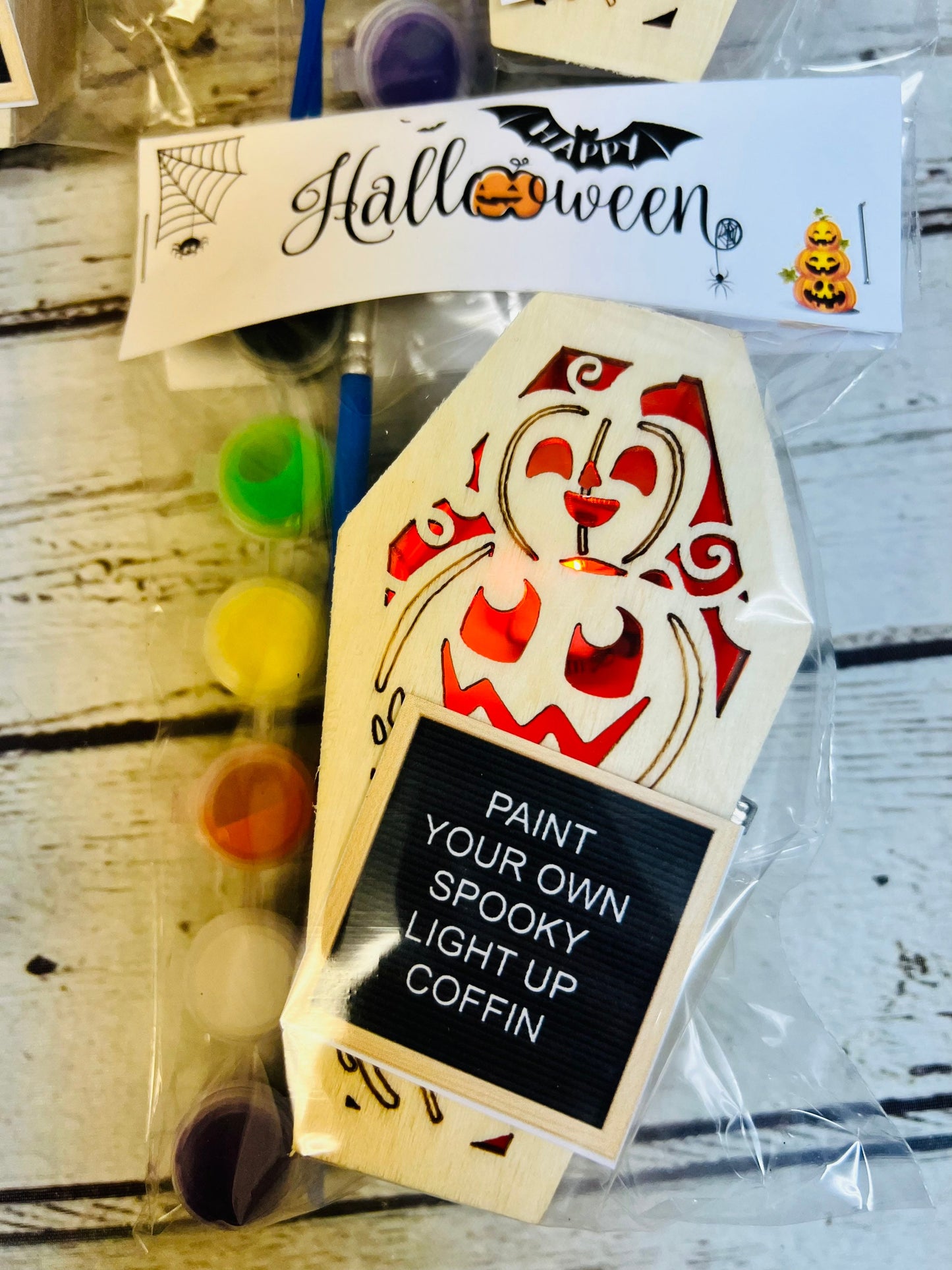 Halloween Paint your own light up coffin Kids activity Halloween craft Trick or Treat Halloween Halloween handout boo bag filler