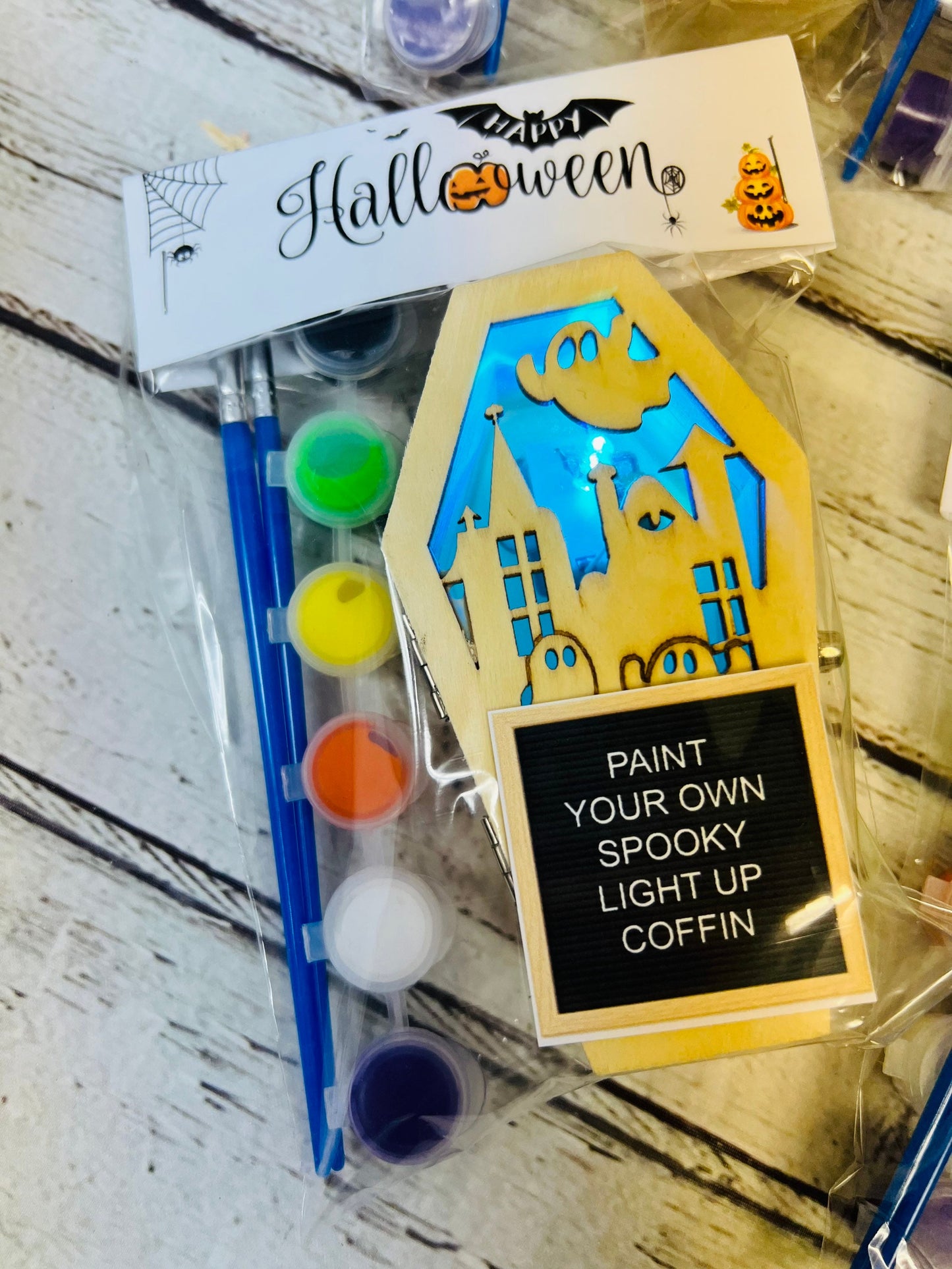 Halloween Paint your own light up coffin Kids activity Halloween craft Trick or Treat Halloween Halloween handout boo bag filler