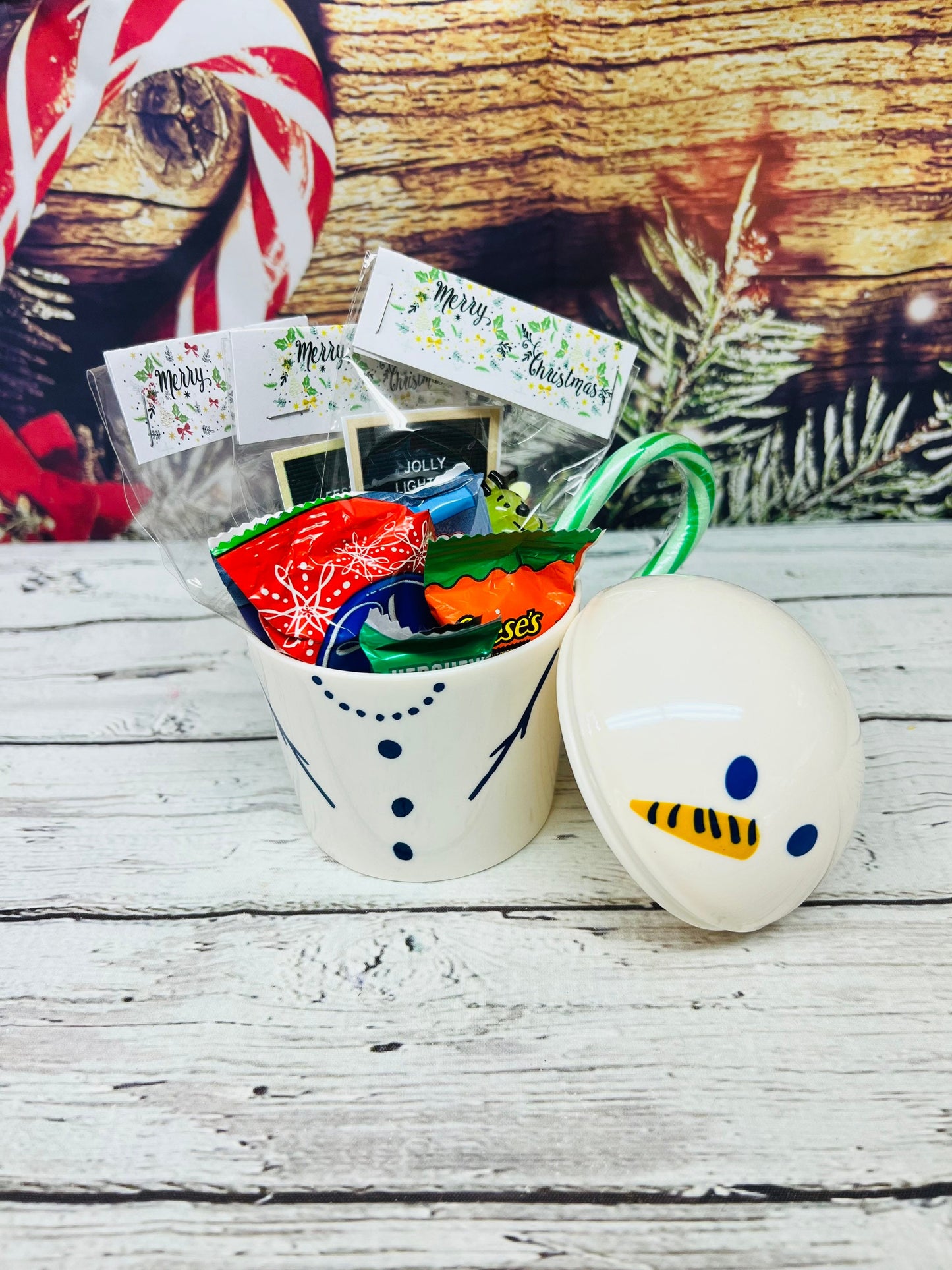 Christmas gift cup with treats for kids