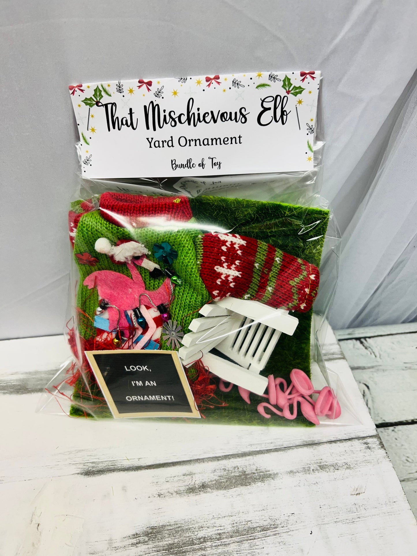 Elf Doll Christmas Elf Daily Mischievous Elf Kit - Lawn Ornament- elf accessory elf activity miniature flamingo beach chair