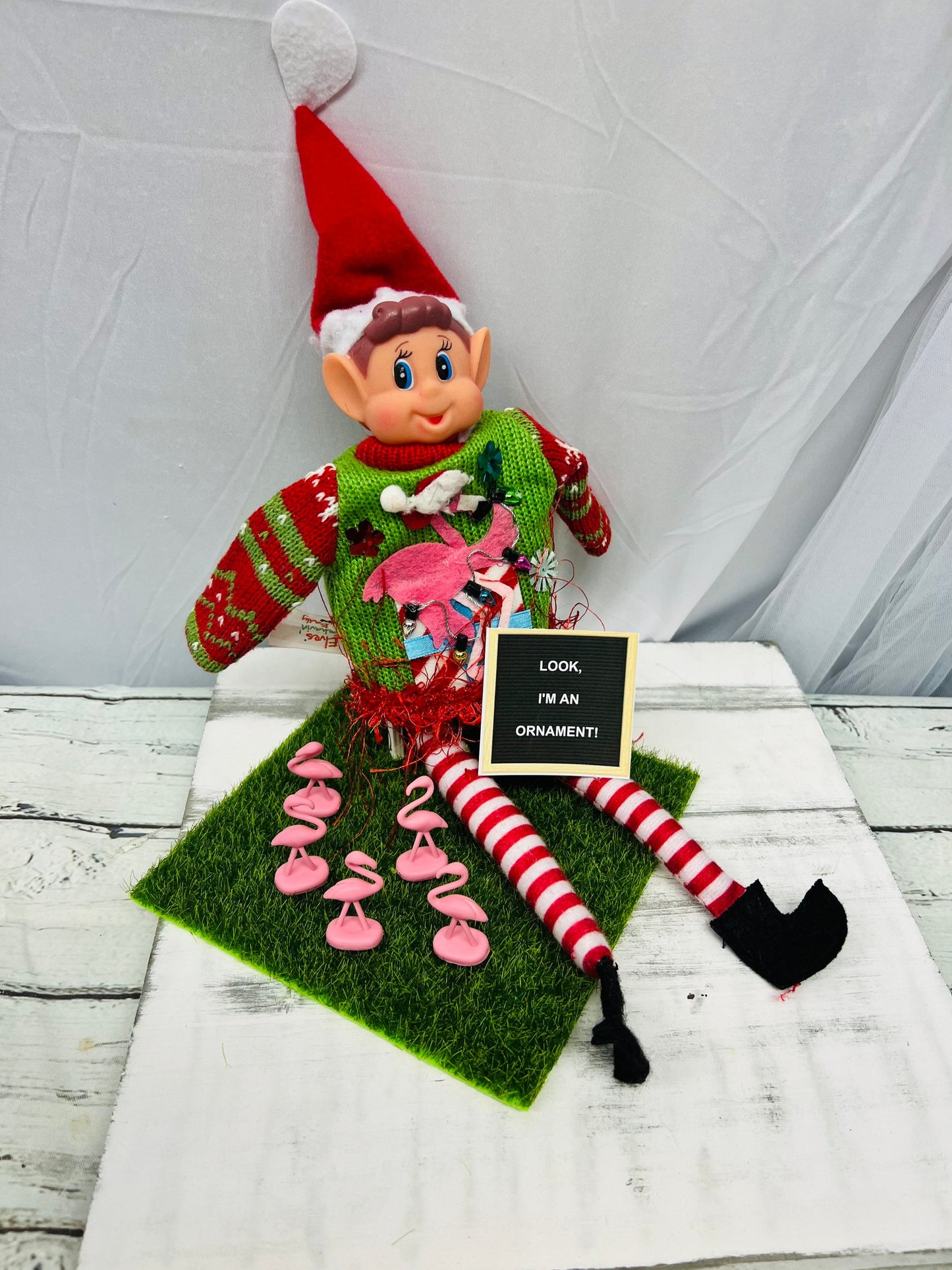 Elf Doll Christmas Elf Daily Mischievous Elf Kit - Lawn Ornament- elf accessory elf activity miniature flamingo beach chair