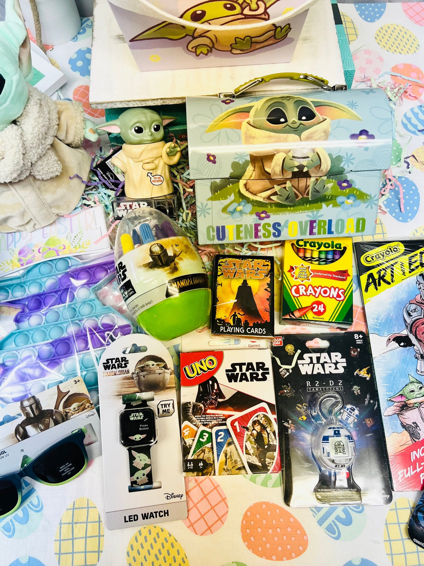 15 piece Star Wars Mandalorian Guru prefilled kids gift basket birthday basket christmas basket Easter basket kids gift basket baby yoda