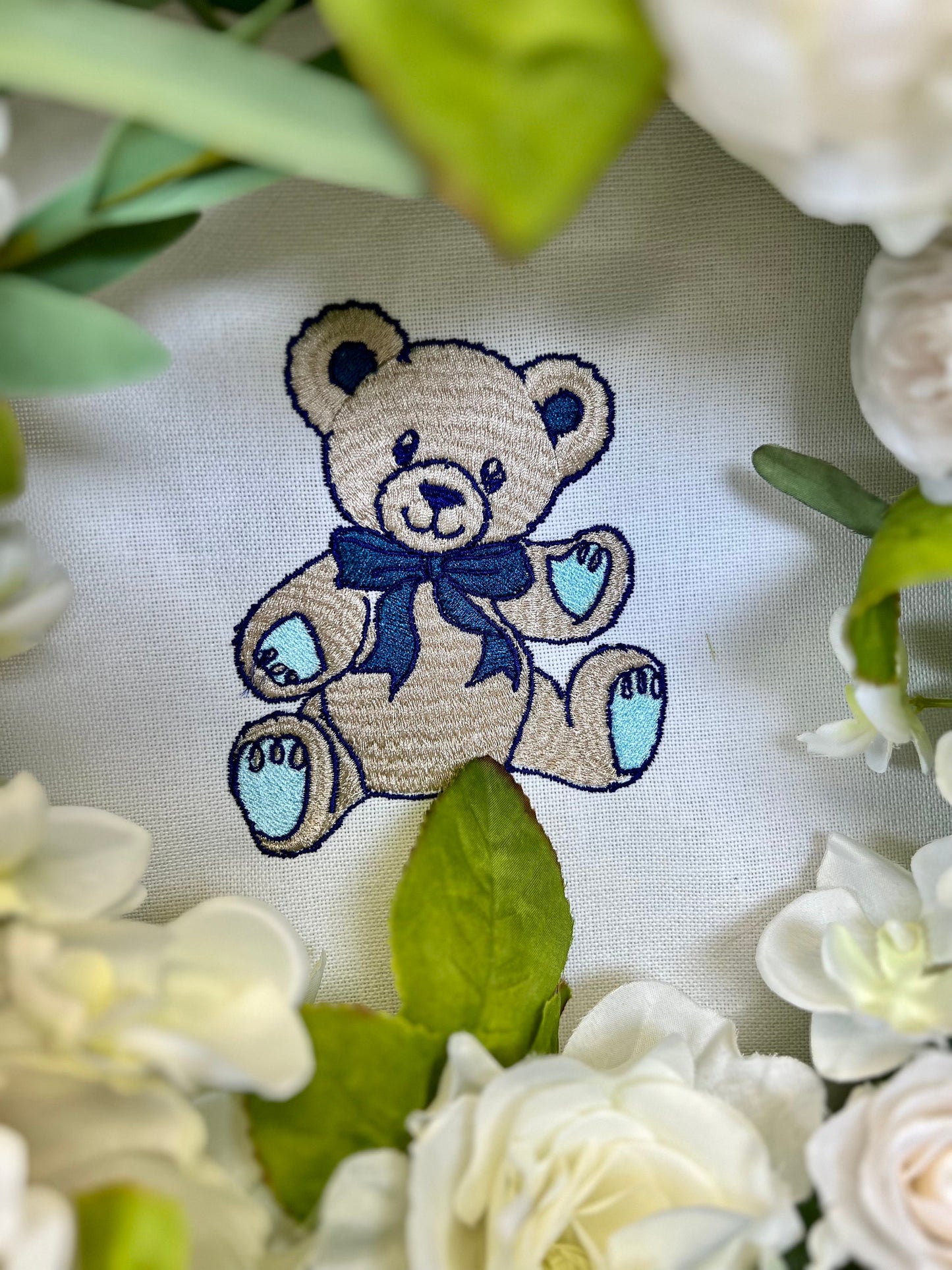 Adorable Teddy Bear diaper wreath with floral accents 18" wreath baby shower decor baby diaper cake baby shower centerpiece baby shower