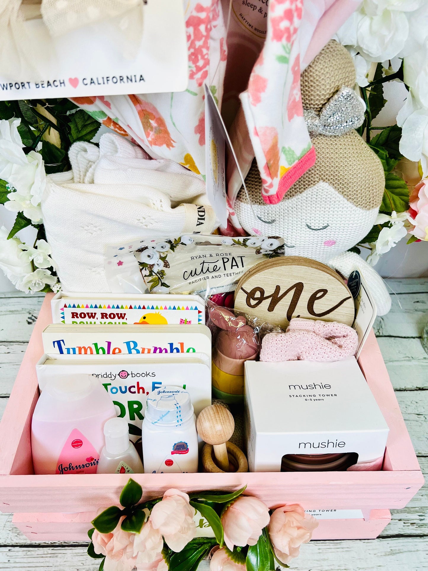 Baby Shower Gift assembled baby crate filled with baby items adorable baby shower gift girls baby shower 20+ baby shower gifts