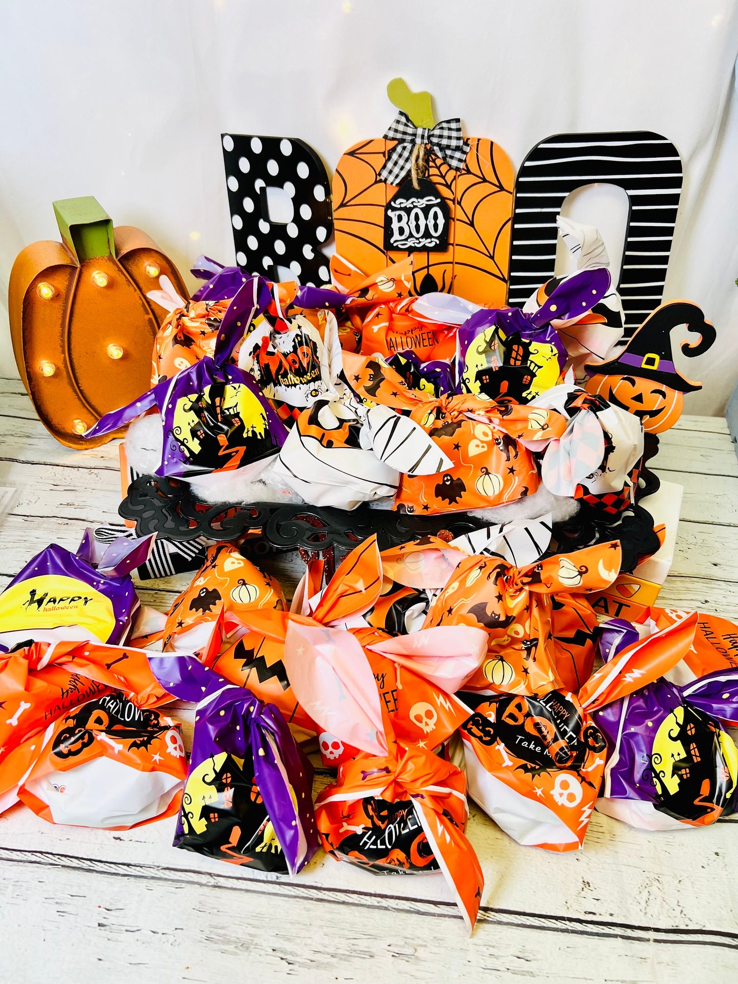 Ready to ship*halloween Handouts prefilled bags- grab bag items- trick or treat- halloween surprise- halloween non candy handout- boo bag