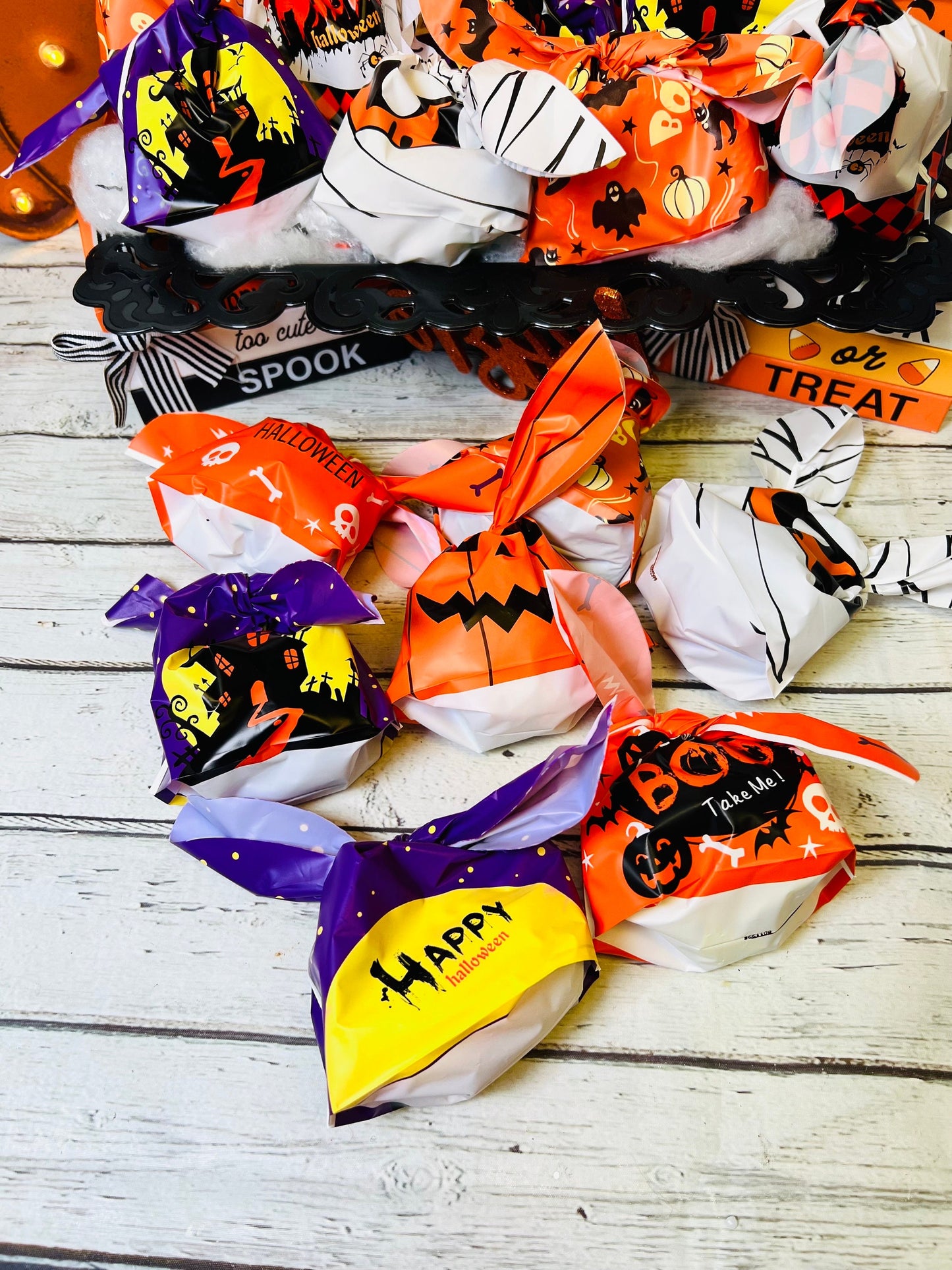 Ready to ship*halloween Handouts prefilled bags- grab bag items- trick or treat- halloween surprise- halloween non candy handout- boo bag