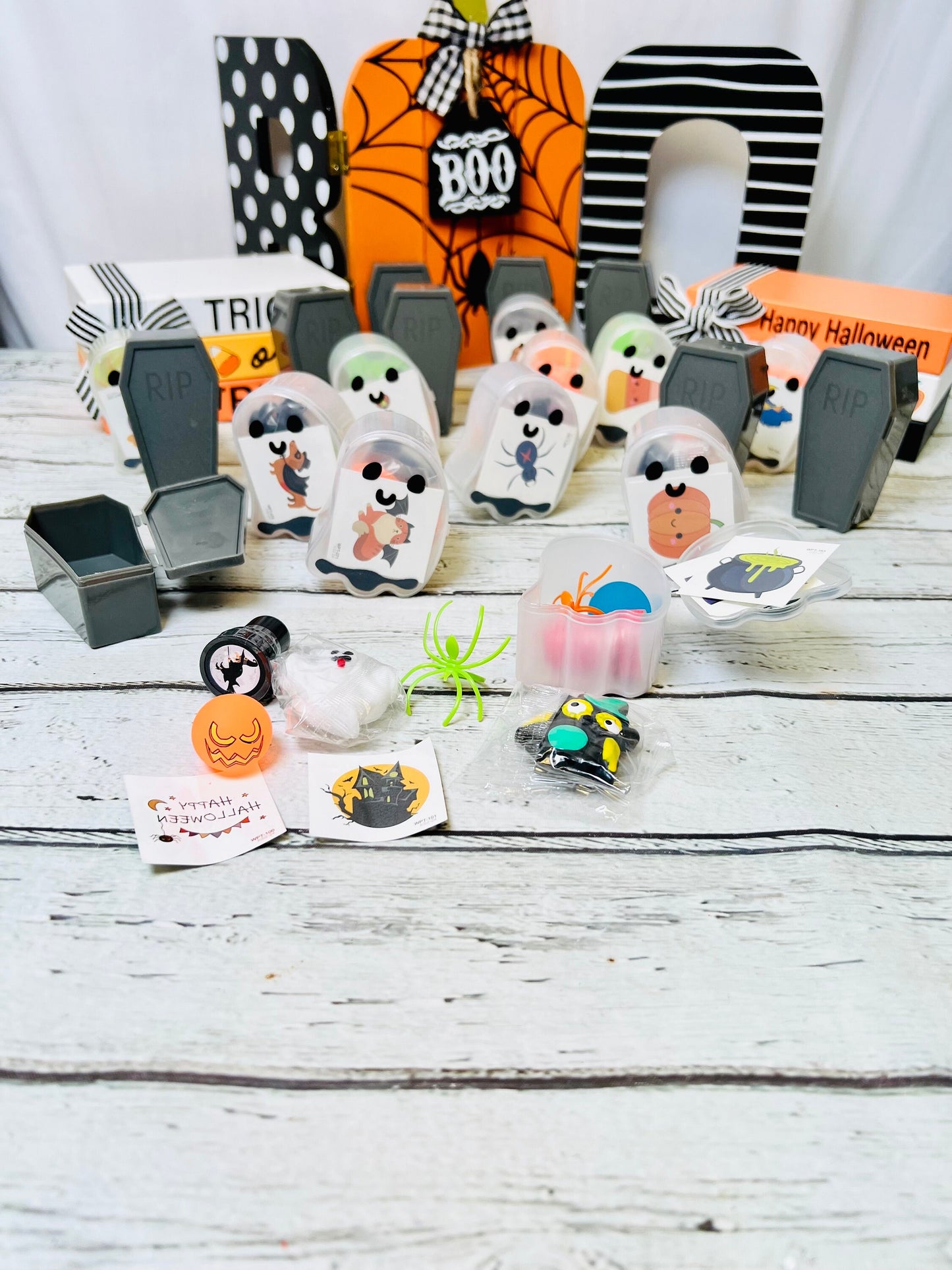 Ready to ship* Halloween Handout Trick or Treat non-candy Ghost and Tomb Containers- halloween favor kids halloween halloween bucket boo bag