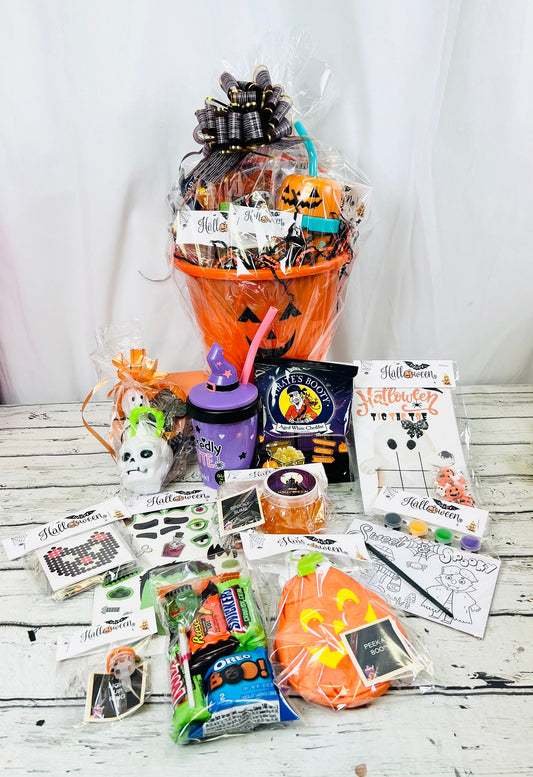 Ready to ship*Kids halloween trick or treat bucket with toys candy halloween gift basket kids craft kids halloween handout boo bag