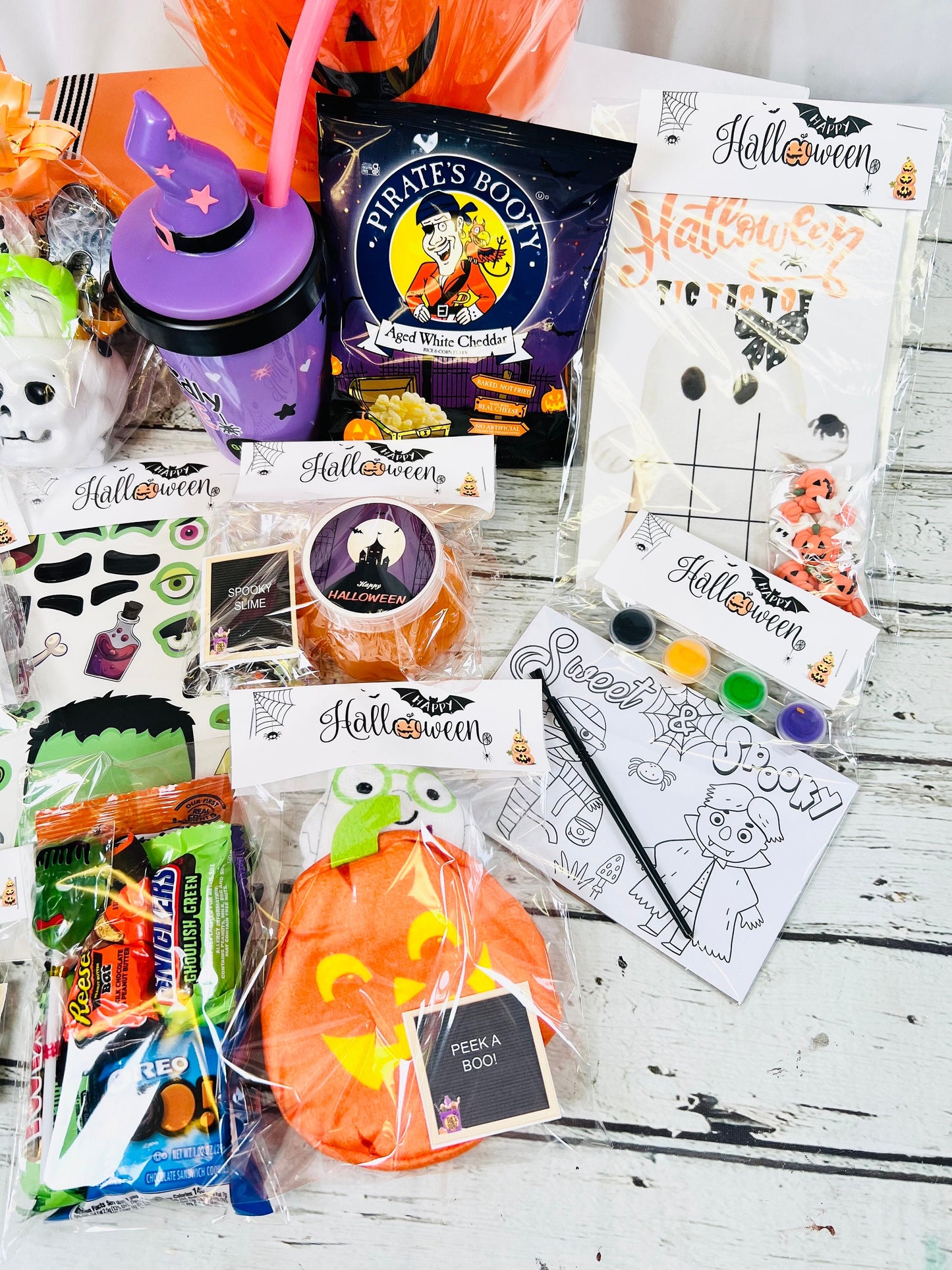 Ready to ship*Kids halloween trick or treat bucket with toys candy halloween gift basket kids craft kids halloween handout boo bag