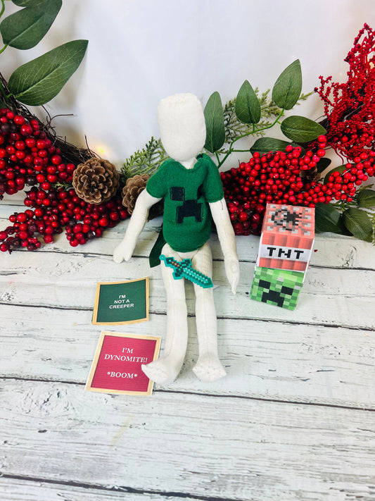 Minecraft elf doll Christmas elf creeper elf outfit elf prop elf accessory elf clothes elf kit elf activity Elf Miner nightly elf kit