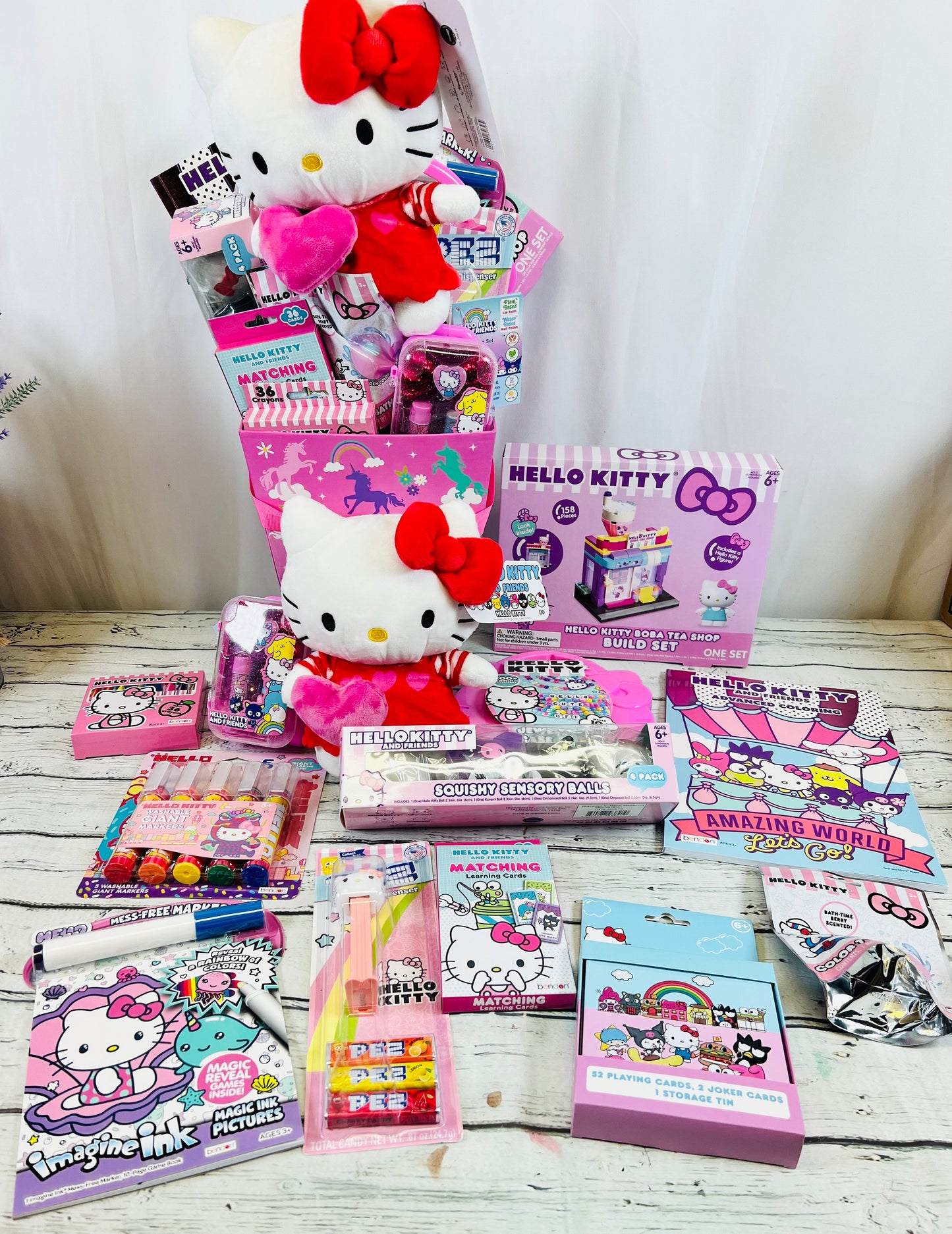 14 piece prefilled Hello Kitty themed Easter Basket girls gift basket get well gift kids gift basket