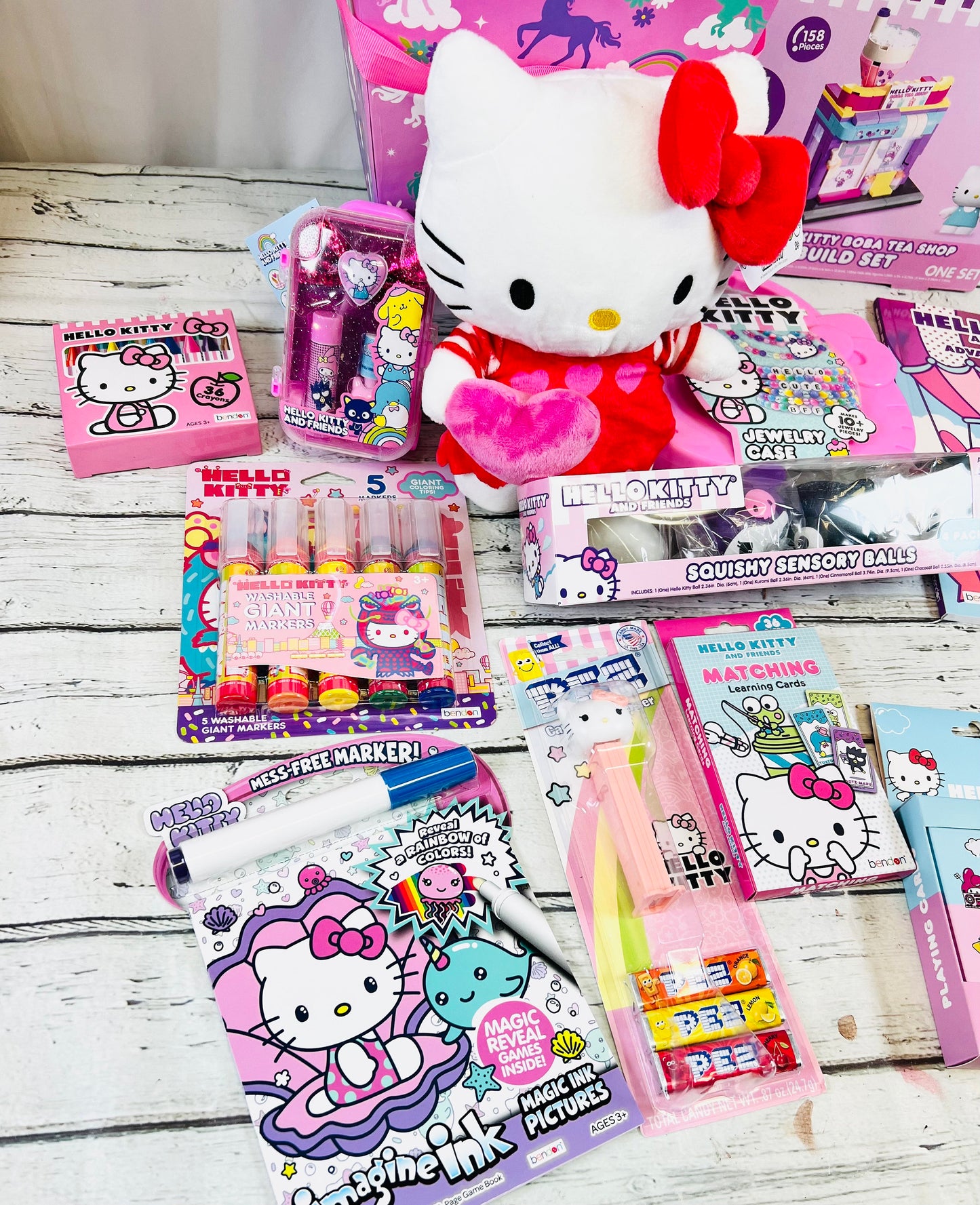 14 piece prefilled Hello Kitty themed Easter Basket girls gift basket get well gift kids gift basket