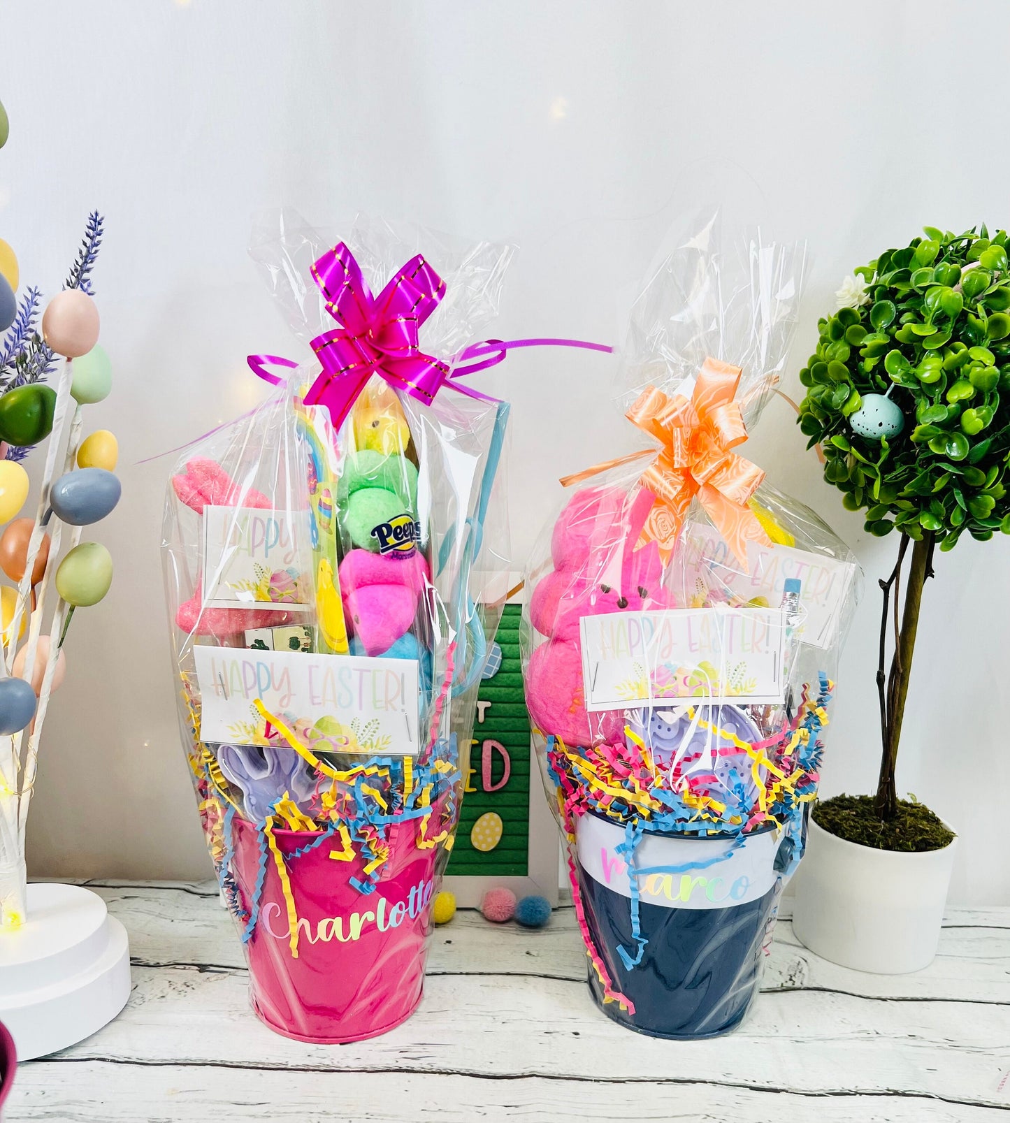 Personalized prefilled Easter Bucket for kids Easter toys Easter treats Easter themed prefilled basket for kids Easter Basket Easter handout