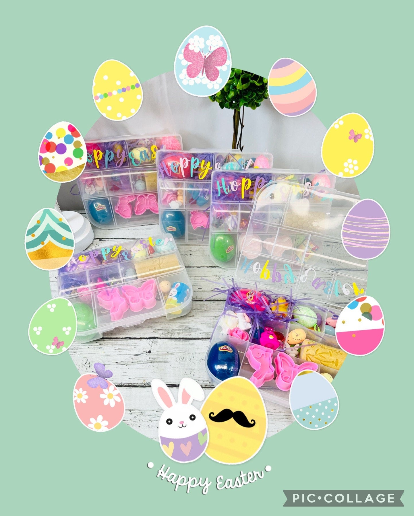 Easter themed play dough busy box for kids Easter basket filler Easter fun Easter activity Easter sensory dough Easter craft