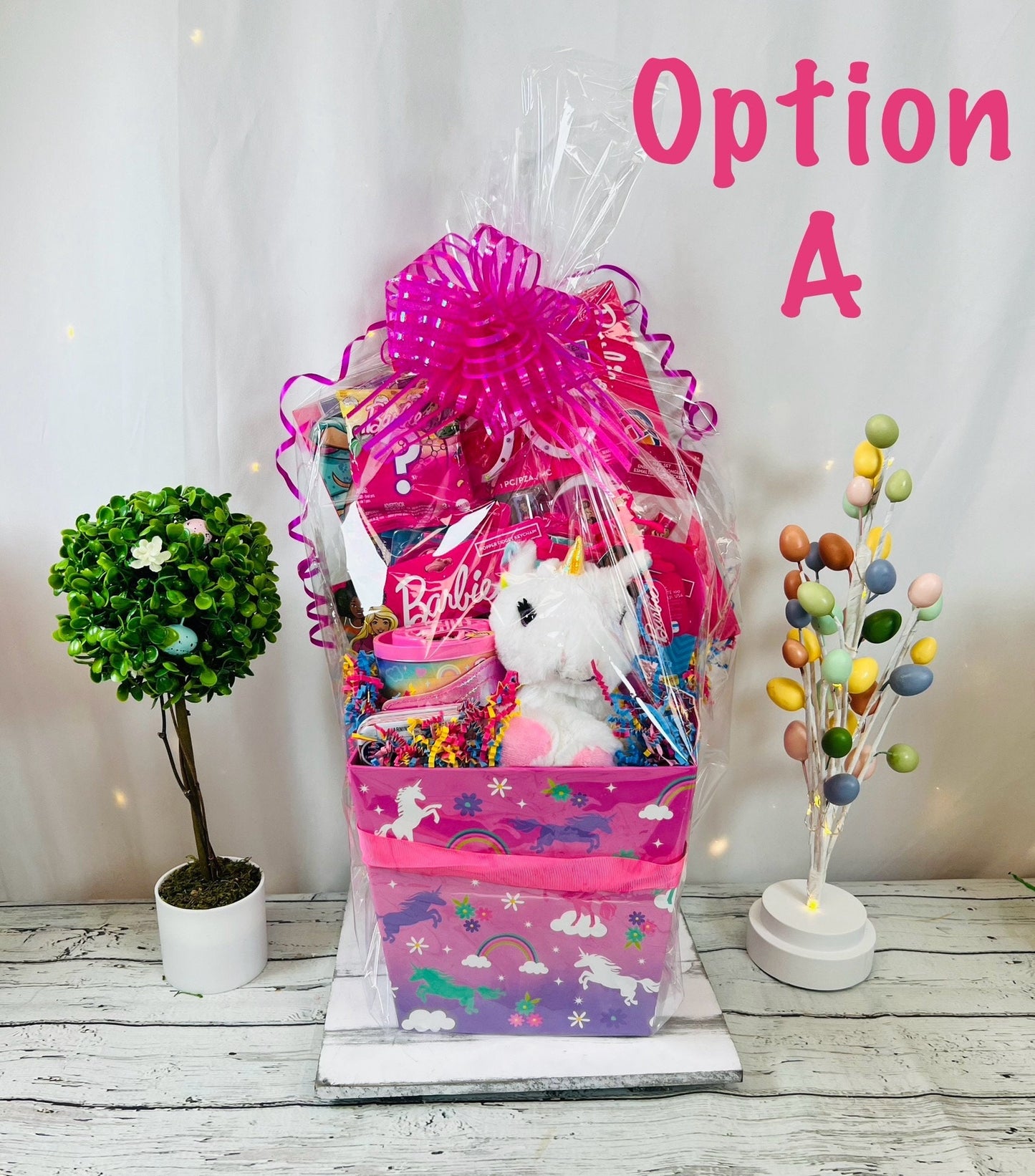 11 Piece Prefilled Pink Fashion Doll Pink Princess Easter Gift Basket for girls Birthday Basket | Girls Fashion Doll Gift Basket