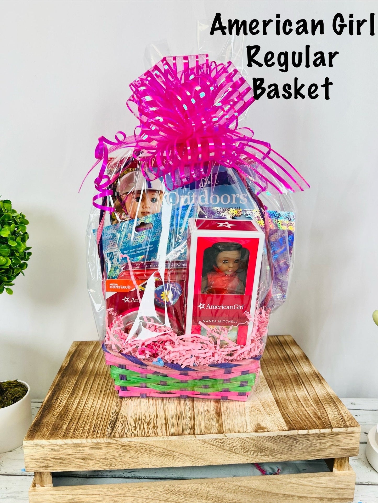 Pre Filled American Girl and Bitty Baby themed gift basket for girls | American Girl 18" doll accessories | Bitty Baby accessories for girls