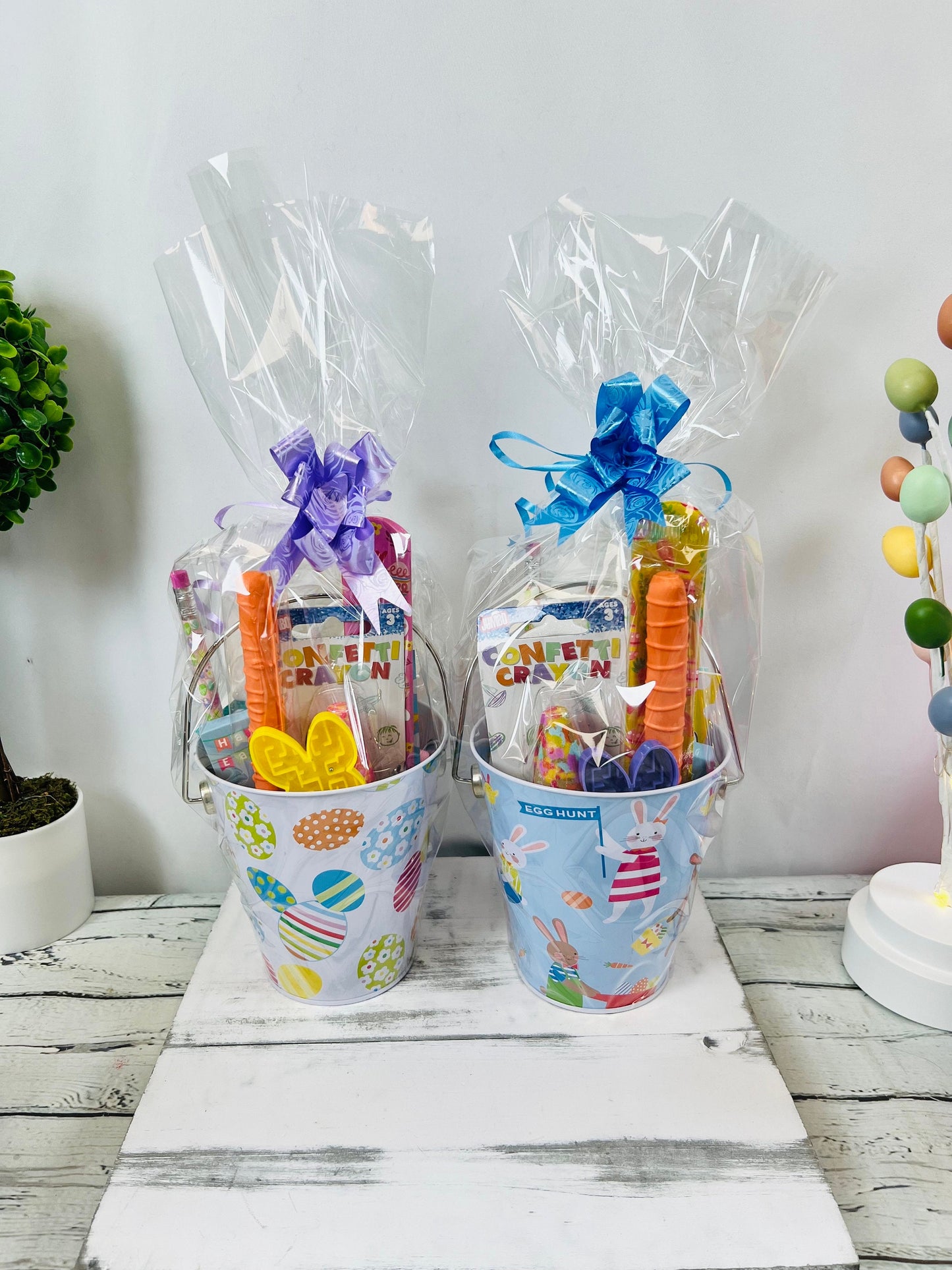 Prefilled 4.5” tall Easter Basket gift for kids Easter Bucket Easter Treats Easter Activity Grandparent gift Easter Gift Basket party favor