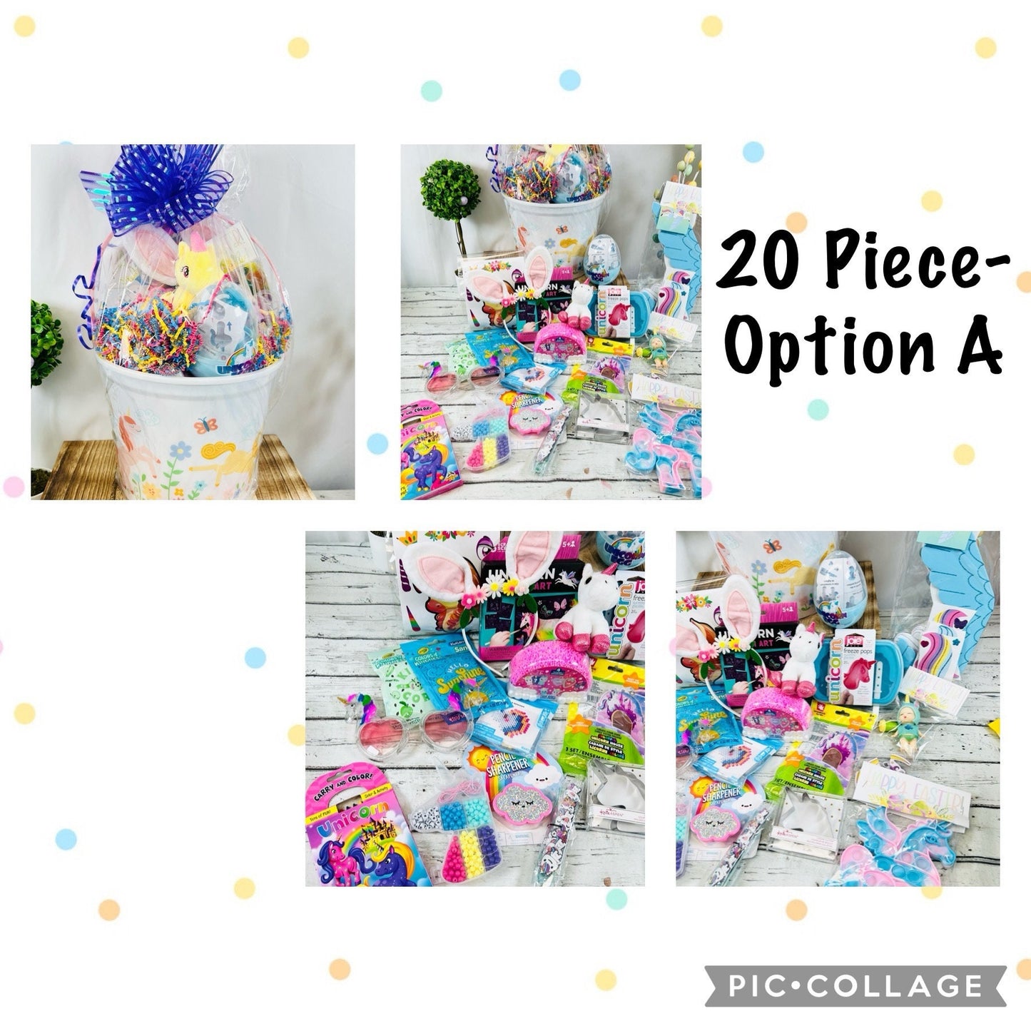 Personalized pre filled girls unicorn themed gift basket | Easter basket for girls | girls birthday gift basket | Easter bunny basket |