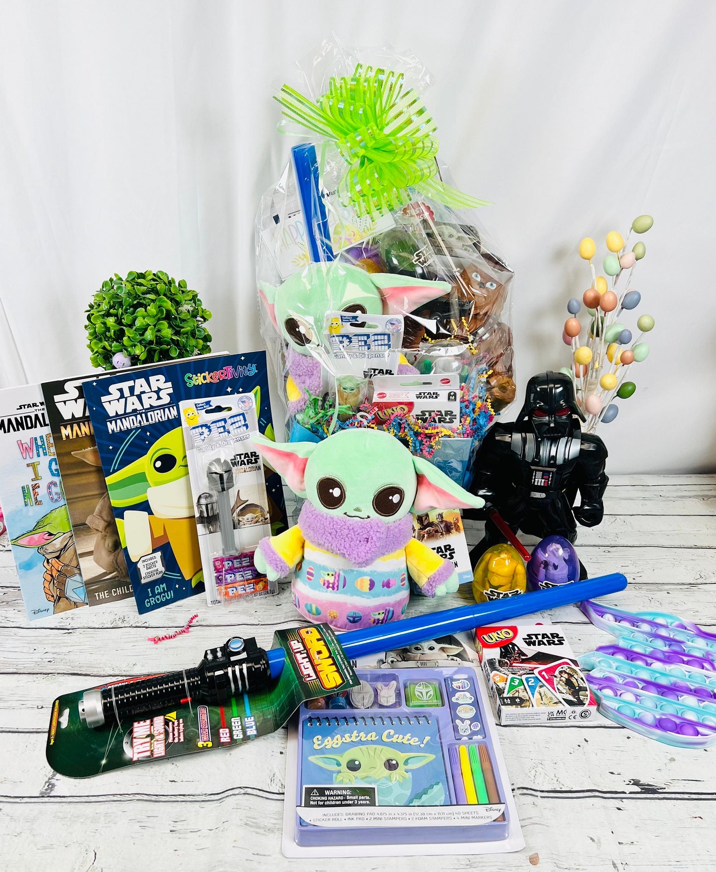 13 Piece Star Wars Easter Basket for kids | Filled Easter Basket | Baby Yoda | Chewbacca | Darth Vader | Easter Accessory for Kids