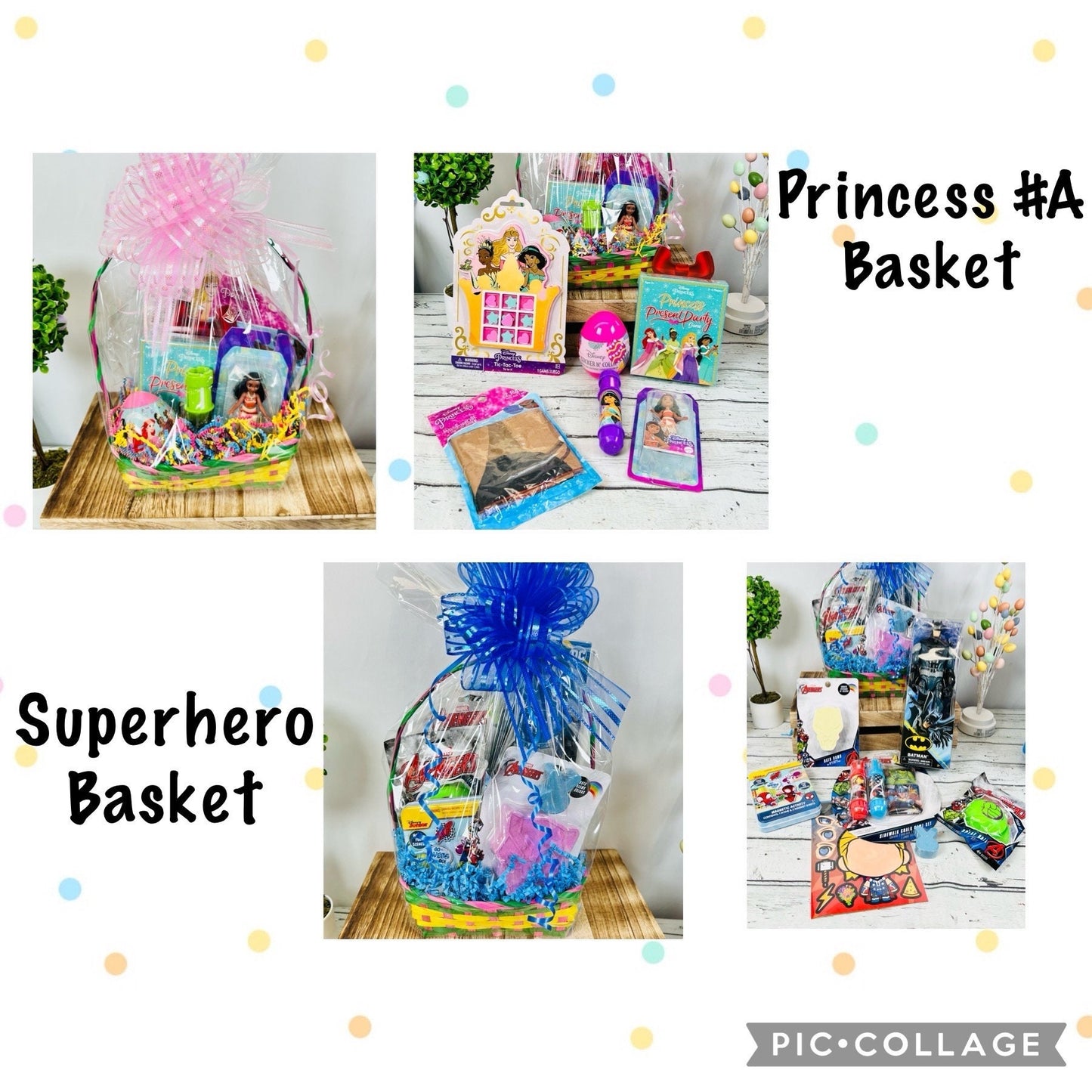 Pre filled themed Easter baskets | small gift basket | kids Easter basket | superhero | princess | blue dog | miner craft | harry | birthday