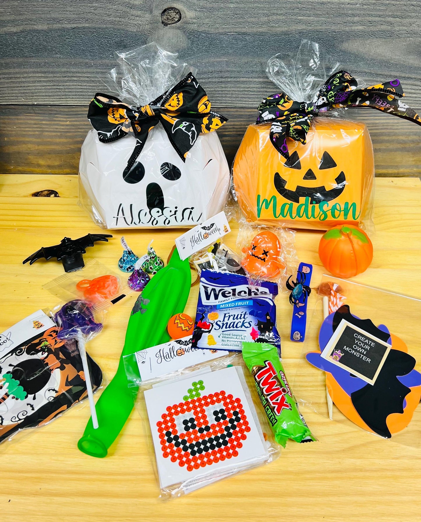 Personalized Monster Boxes- Halloween Handout Trick or Treat Kids Halloween  Halloween Basket- Halloween Toys Halloween Favor boo bag filler