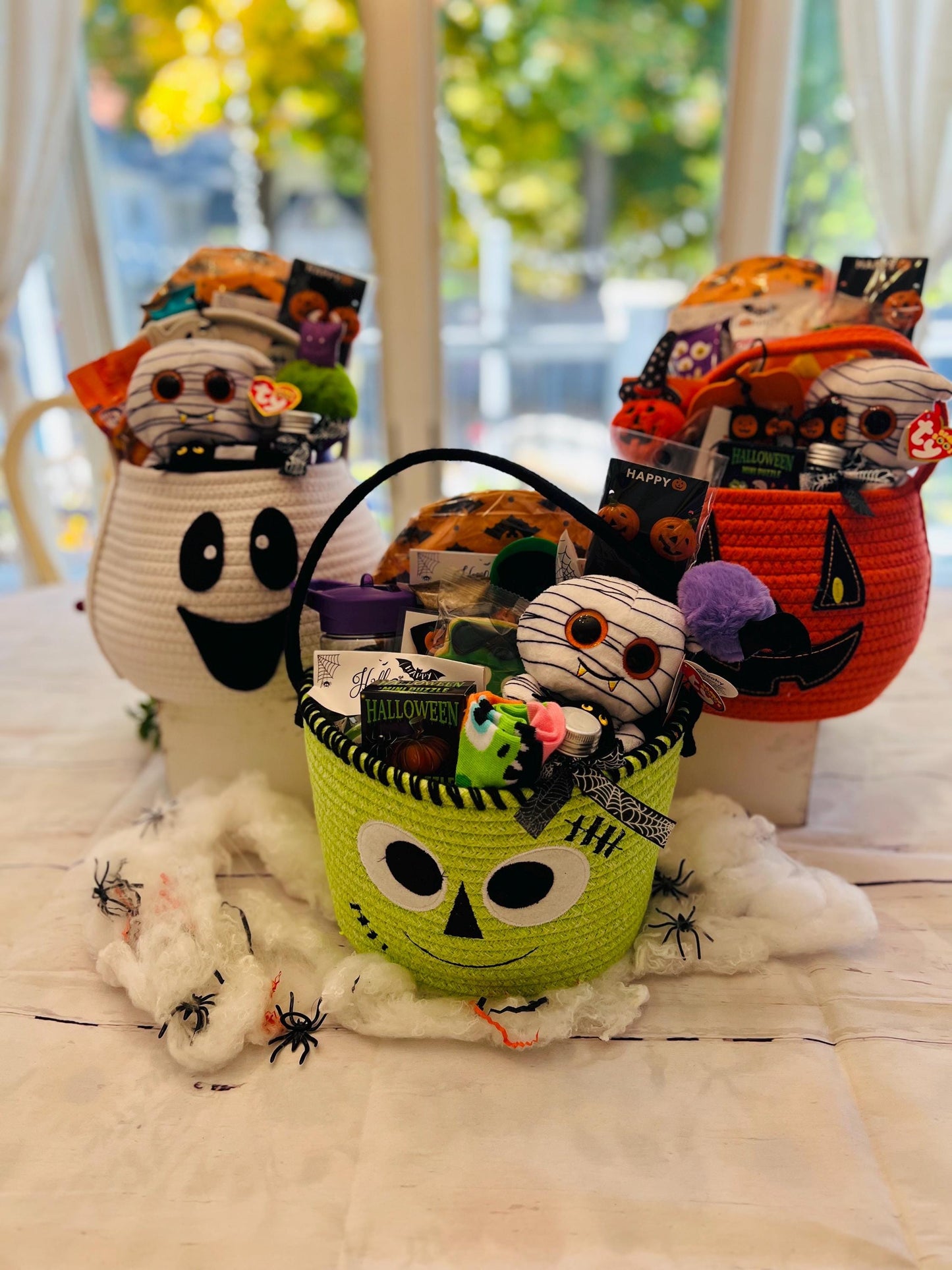 Kids prefilled Halloween monster pumpkin ghost bucket, boo bucket, Halloween gift basket trick-or-treat Halloween craft Halloween activity