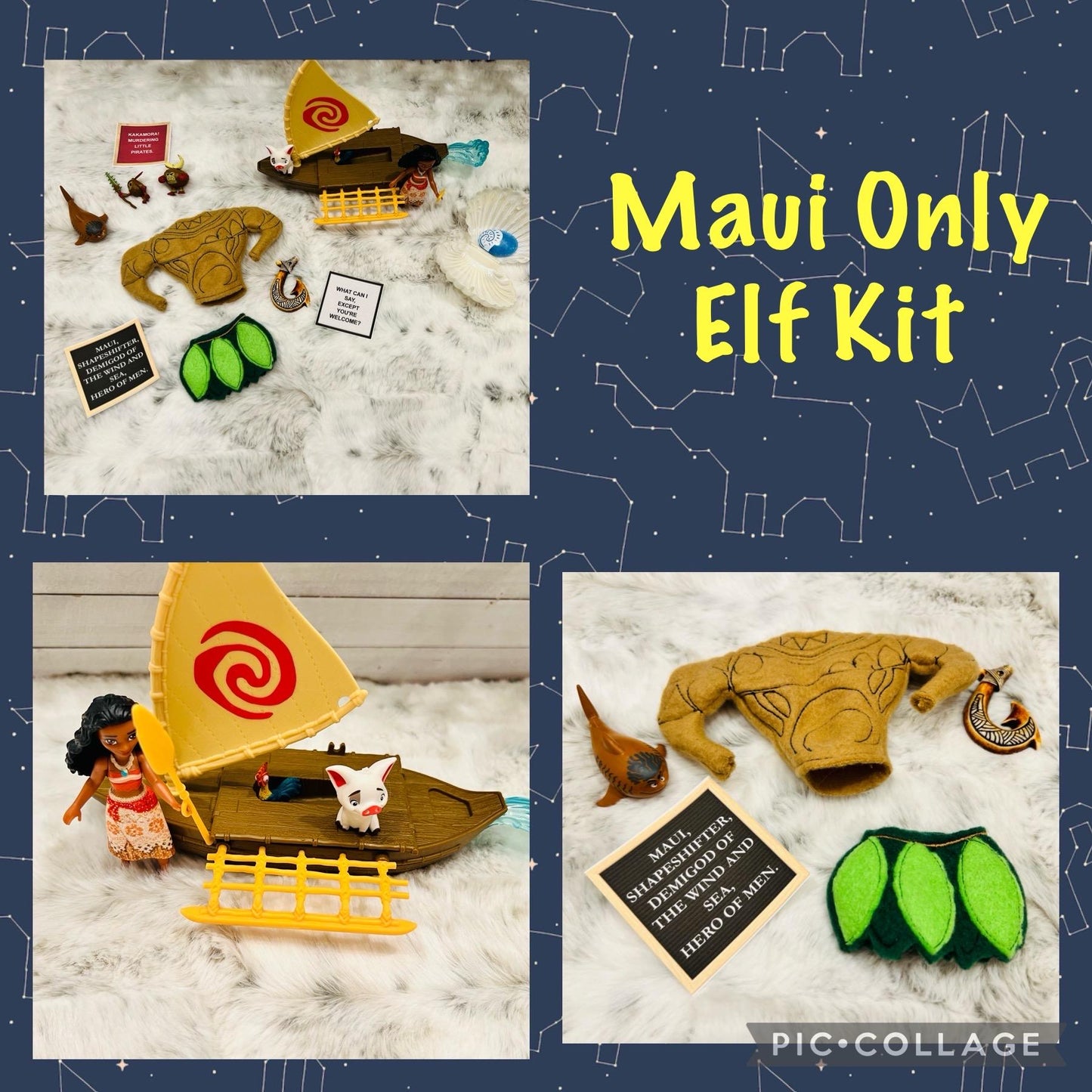 Moana elf doll prop kit elf clothes nightly elf outfit elf prop island princess elf doll kit Maui elf doll outfit Demi god props