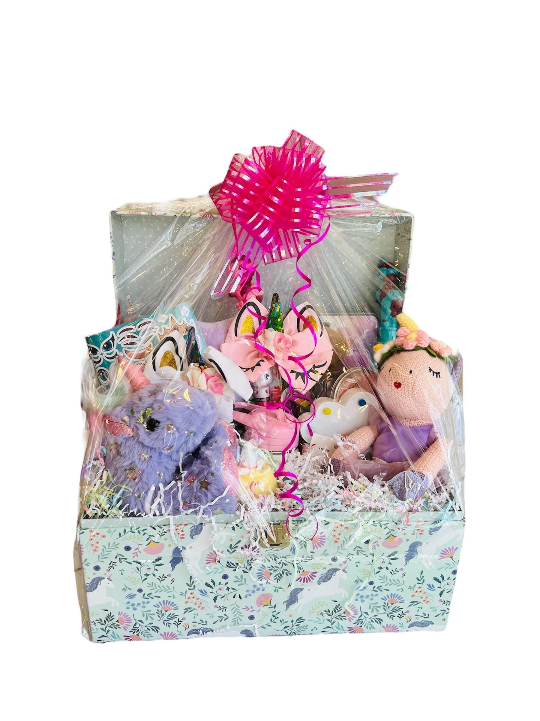 Unicorn themed birthday gift bundle Unicorn girls gift basket Girl's unique gift Unicorn gift for girls Unicorn dolls Girls easter basket