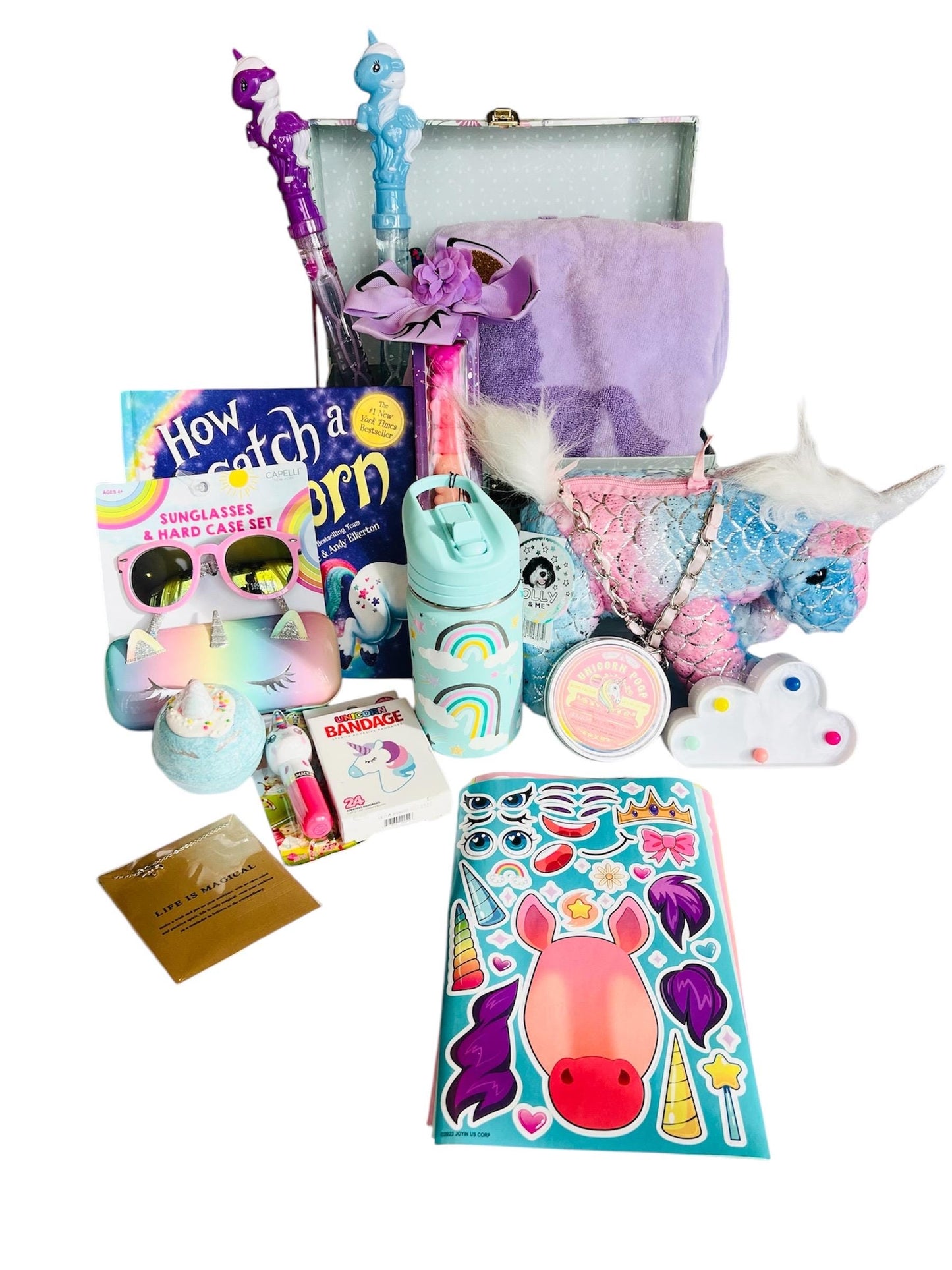 Unicorn themed birthday gift bundle Unicorn girls gift basket Girl's unique gift Unicorn gift for girls Unicorn dolls Girls easter basket