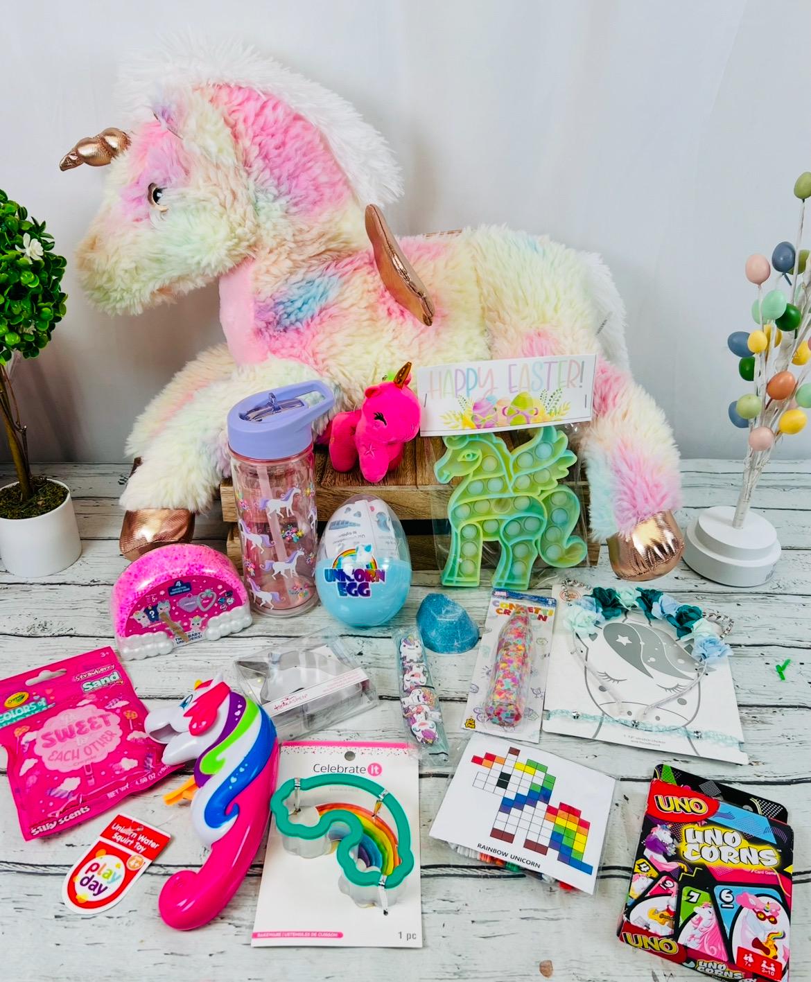 23 piece unicorn themed Easter gift basket birthday gift basket girls unicorn gift prefilled unicorn themed gift basket for girls