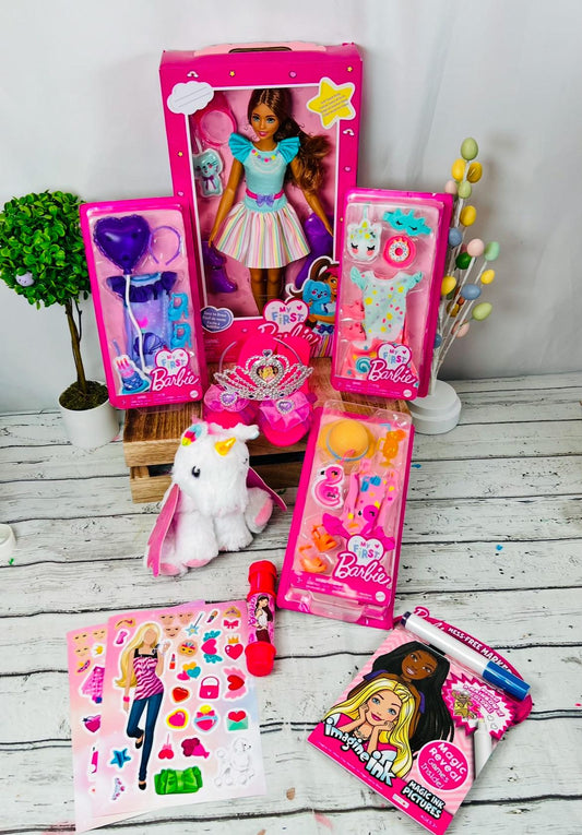 girls Easter basket my first fashion doll pink princess doll prefilled gift basket for little girls age 3+ Easter basket