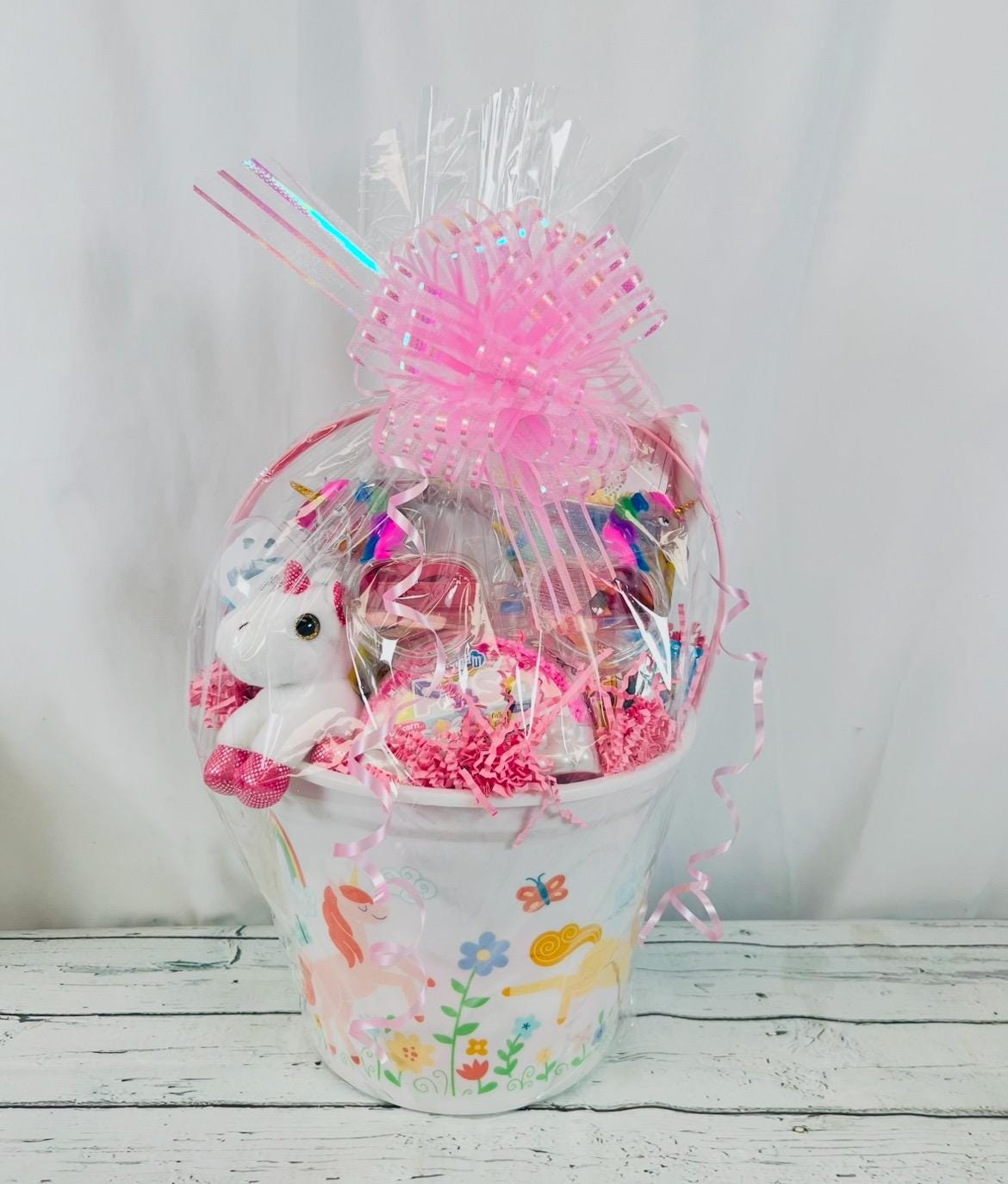 20 piece unicorn themed prefilled Easter basket for girls birthday basket for girls unicorn gift Easter bunny basket