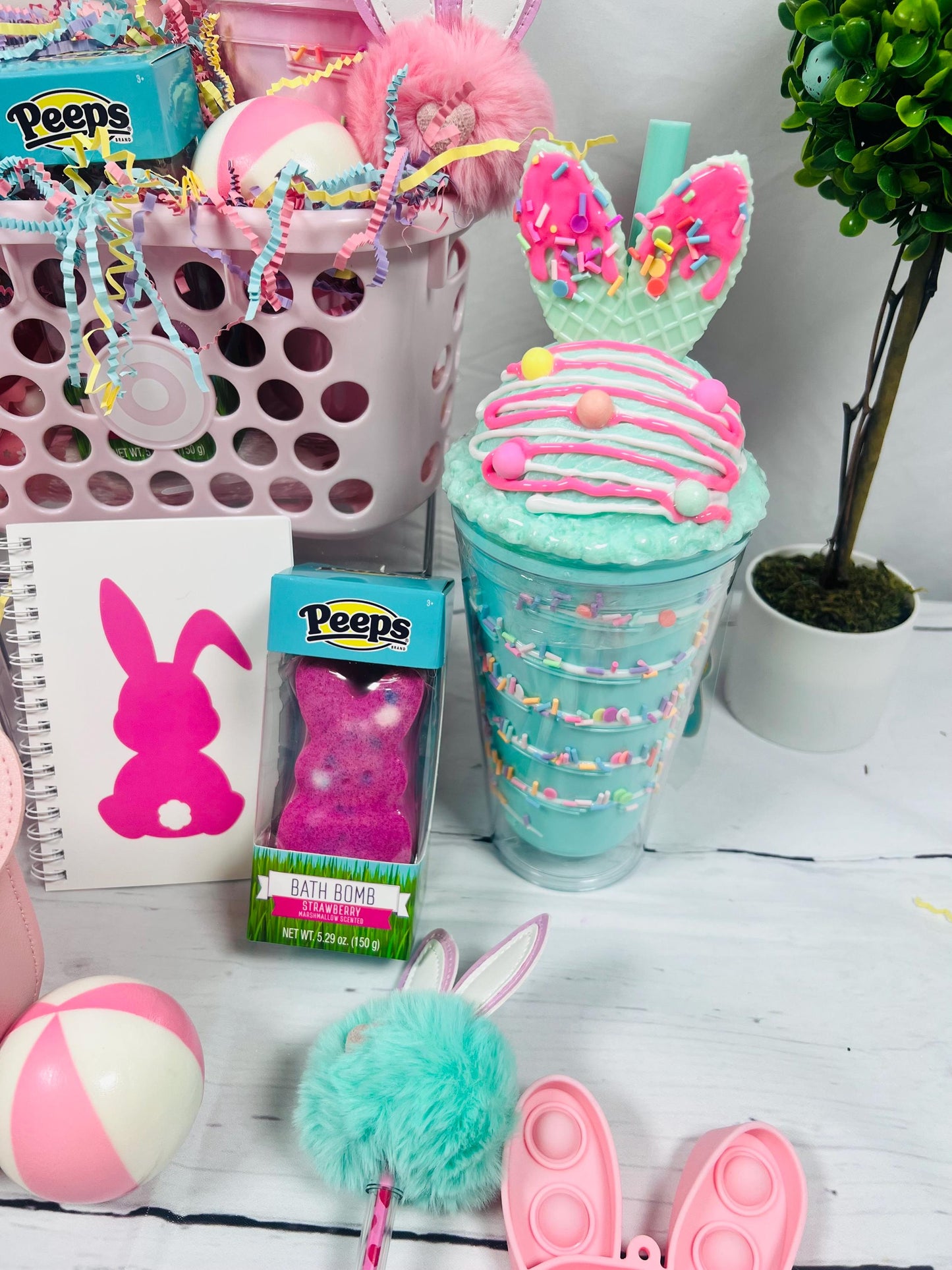 10 piece prefilled gift basket for girls | prefilled Easter basket | girls stuffed Easter gift | themed Easter basket for girls