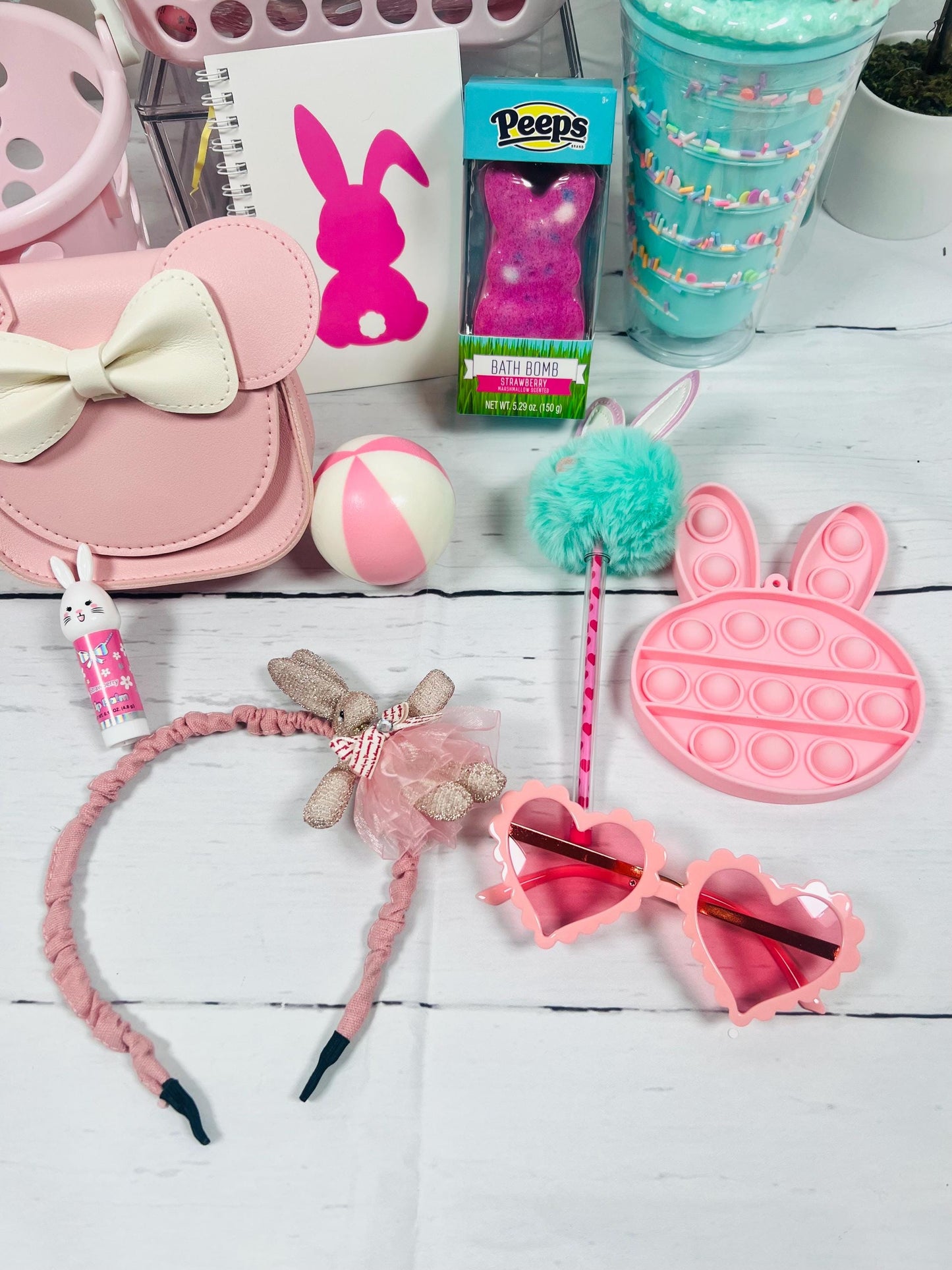 10 piece prefilled gift basket for girls | prefilled Easter basket | girls stuffed Easter gift | themed Easter basket for girls